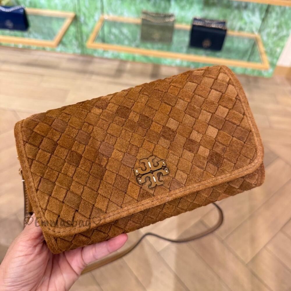 New‼️Tory Burch Thea Woven Flat Wallet Crossbody 175918 $595 - Picture 2 of 11